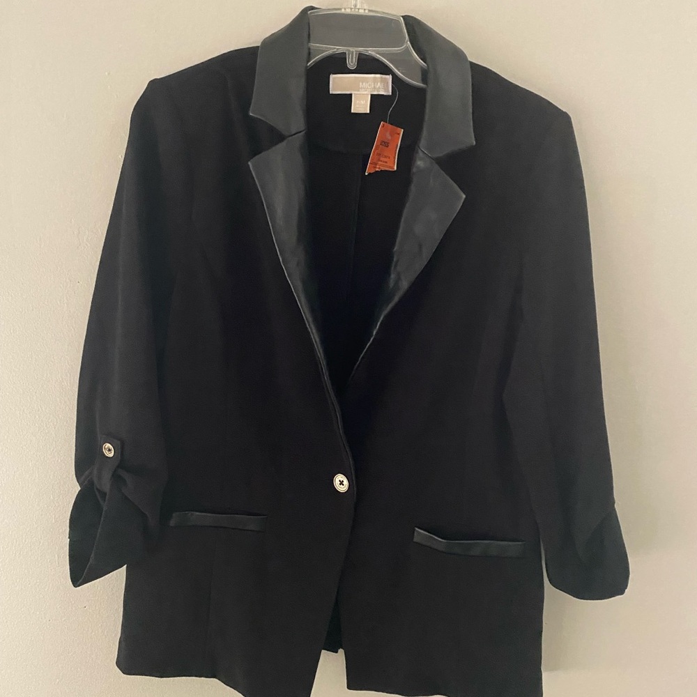 NWT Michael Kors Black Blazer with soft leather collar